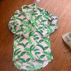 Sant and Abel pink and green palm leaf Beverly Hills hotel sleep shirt size smal